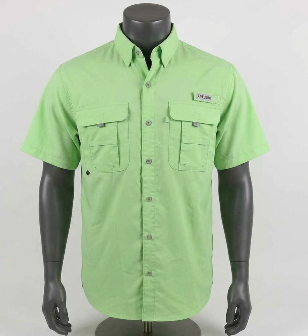 Velero Men's L Performance Fishing Shirt Short Sleeve Mint Green Vented PFG
